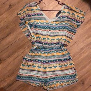 Blue Rain Aztec pattern romper